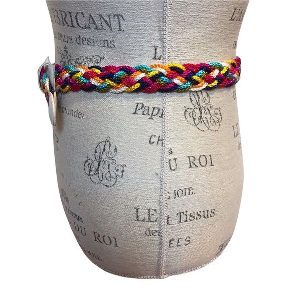 Vintage Rainbow Belt Braided Nylon Pride Pop of Color Retro Sz M - Picture 3 of 15
